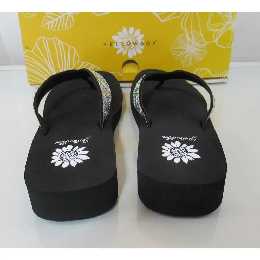 Yellow Box Size 7 Jazel Flip Flops Thong Sandals Comfort Silver - Picture 6 of 8